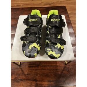 SPEED Cycling Shoes Green Black Camo Road Bike Cleats Size 38/7.5 US‎